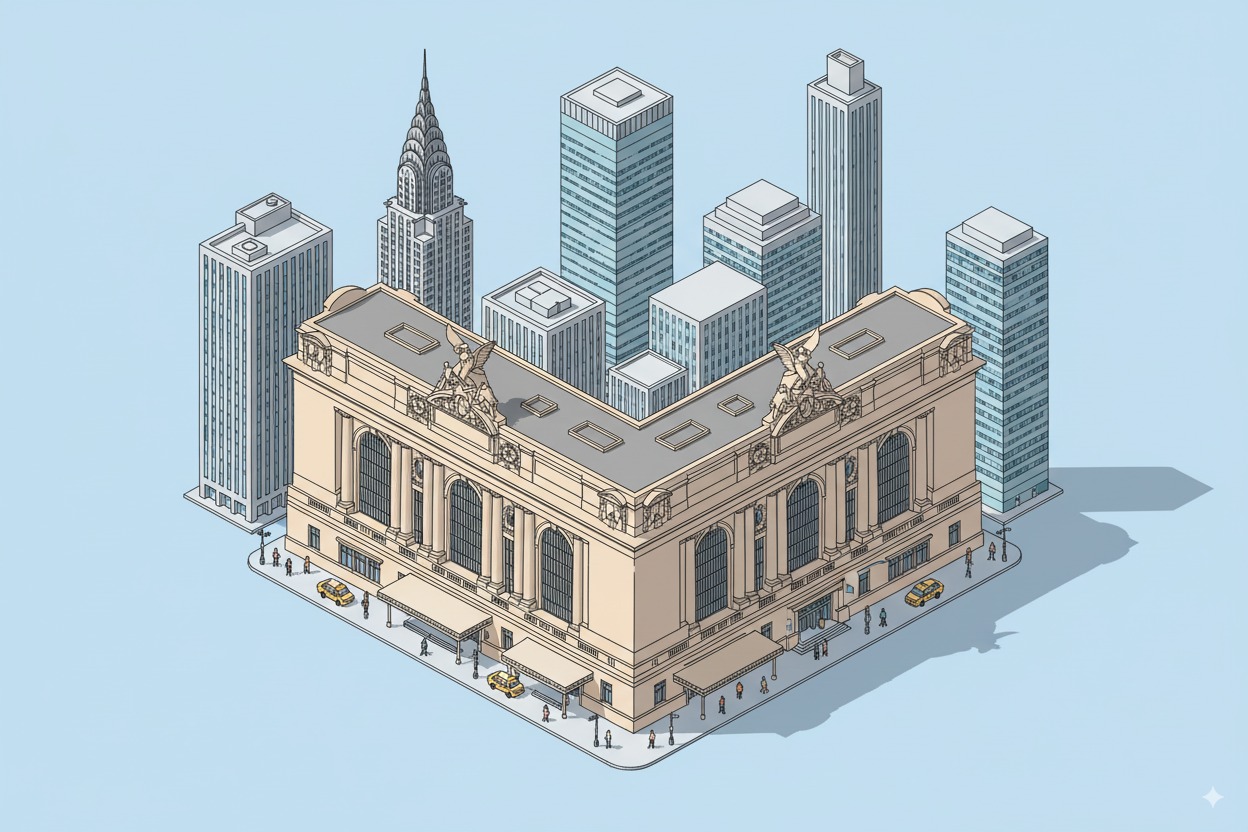 Grand Central Terminal isometric illustration